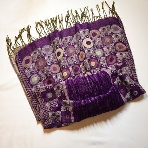 Boutique-Bought, Patterned Purple Scarf